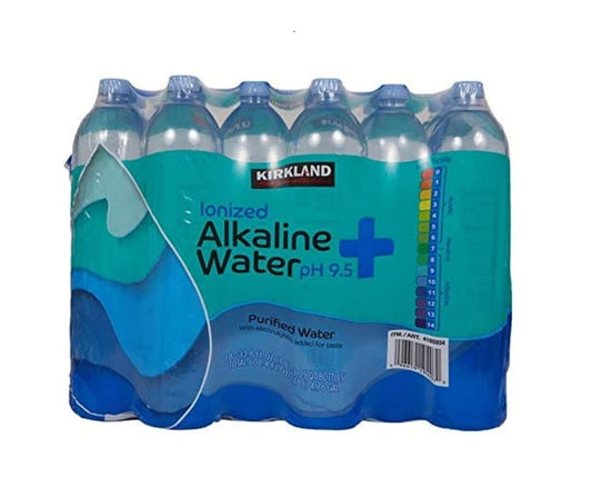 KIRKLAND SIGNATURE ALKALINE WATER, PH 9.5+, 33.8 FL OZ BOTTLES (18 PACK)