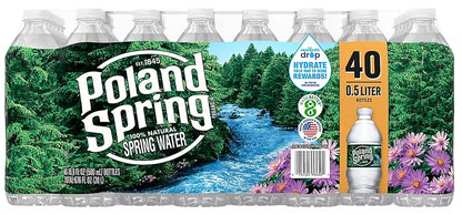 POLAND SPRING 100% NATURAL SPRING WATER, 16.9 FL OZ BOTTLES (PACK OF 40)