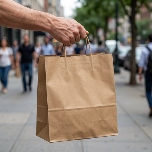 Demaya Kraft Paper Bags with Handles – Heavy Duty 10x7x12 Grocery & Takeout Bags, 250 Pack