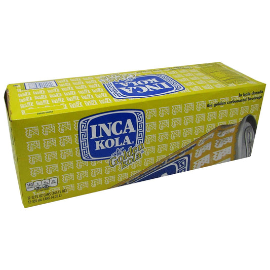 INCA KOLA GOLDEN CARBONATED SODA, PERUVIAN SOFT DRINK, 12 OZ CANS (12 PACK)