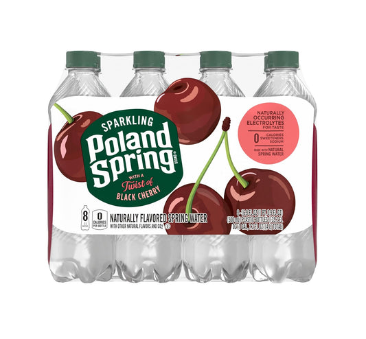 POLAND SPRING SPARKLING WATER, BLACK CHERRY, 16.9 FL OZ BOTTLES (PACK OF 8)