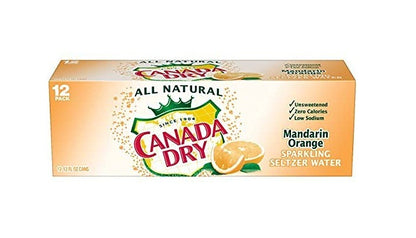CANADA DRY MANDARIN ORANGE SPARKLING SELTZER WATER – 12 FL OZ CANS – PACK OF 12