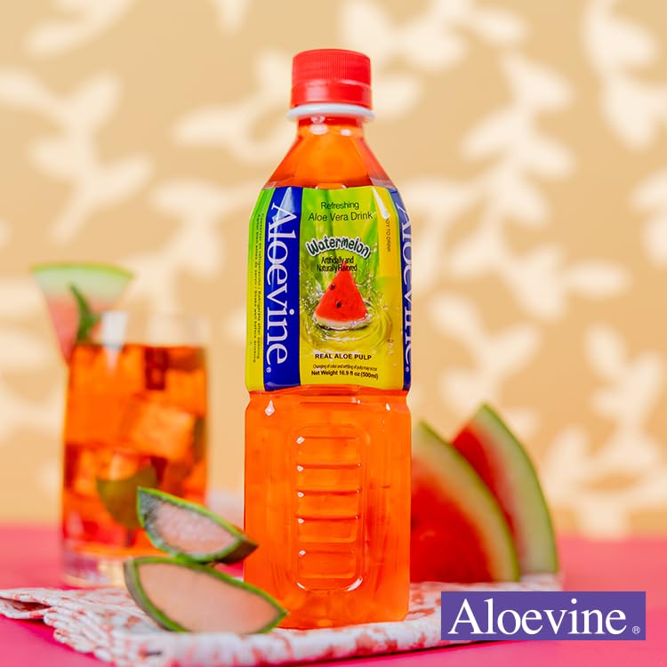 ALOEVINE ALOE VERA WATERMELON DRINK 16.9 FL OZ – WITH ALOE CHUNKS – 10 PACK