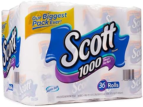 Scott 1000 Sheets Per Roll Toilet Paper, 36 Rolls – Long-Lasting Bath Tissue