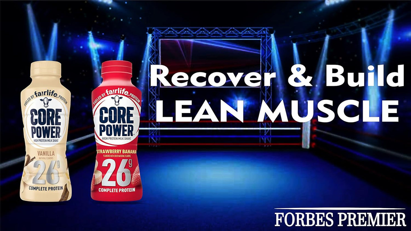 FAIRLIFE CORE POWER PROTEIN SHAKE – VANILLA & STRAWBERRY BANANA, 26G PROTEIN, 14 FL OZ (6 PACK)