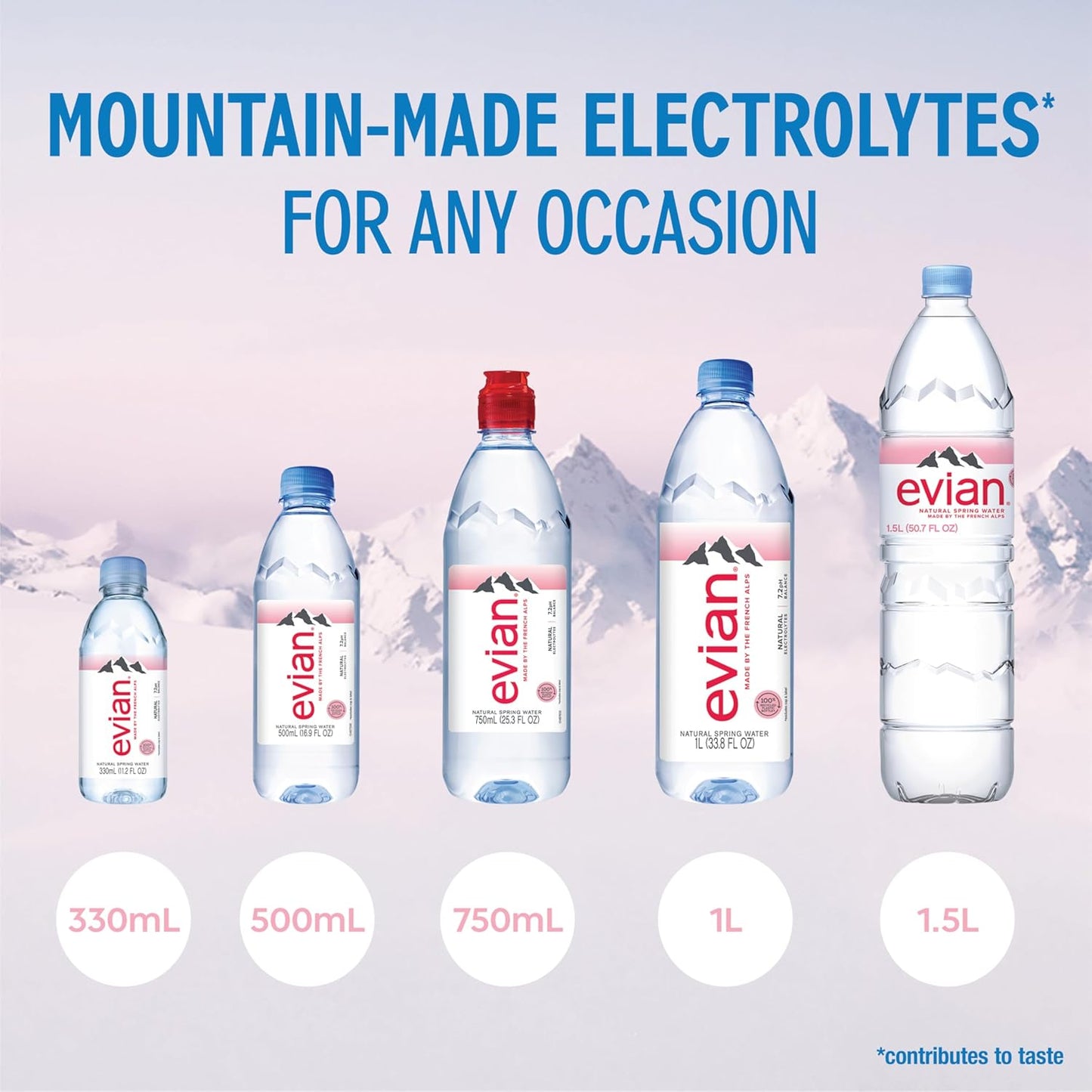 Evian Natural Spring Water, 1.5 L bottle (Pack of 12)