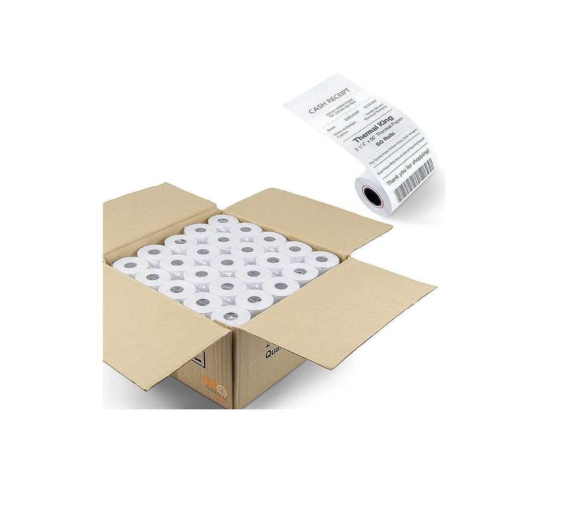 Thermal Paper Rolls, 2 1/4" x 50 ft, 50 Rolls/Case