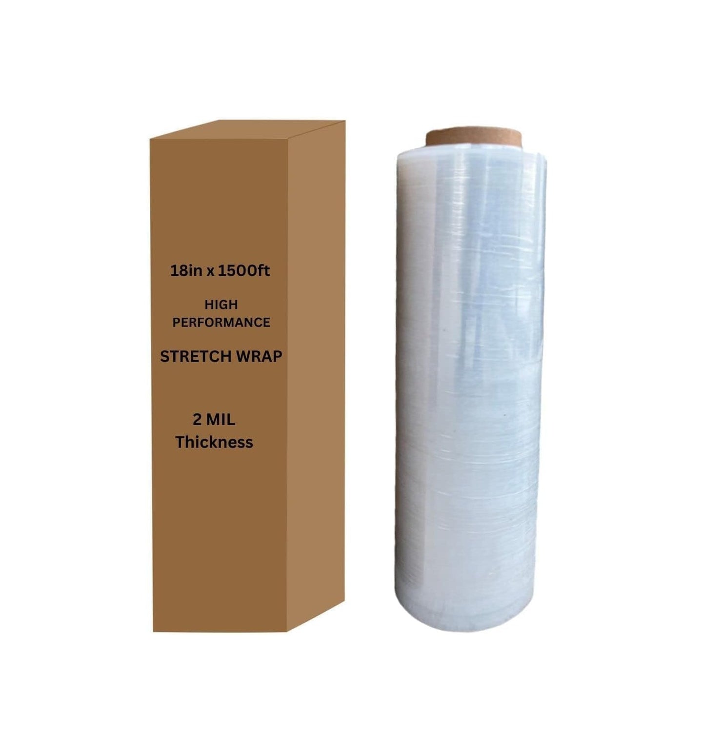 INDUSTRIAL & CLEAR PALLET  STRETCH WRAP, 18" X 1500 FT, 80 GAUGE CLEAR (1 ROLL)