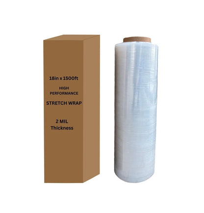 INDUSTRIAL & CLEAR PALLET  STRETCH WRAP, 18" X 1500 FT, 80 GAUGE CLEAR (1 ROLL)