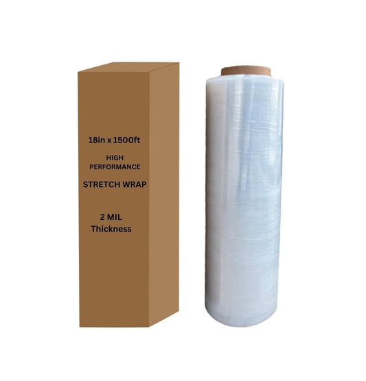 INDUSTRIAL & CLEAR PALLET  STRETCH WRAP, 18" X 1500 FT, 80 GAUGE CLEAR (1 ROLL)