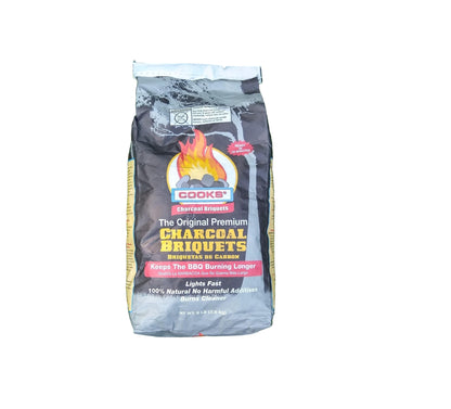 COOKS CHARCOAL BRIQUETS, 8 LB BAG – LONG-LASTING PERFORMANCE FOR GRILLING & BBQ