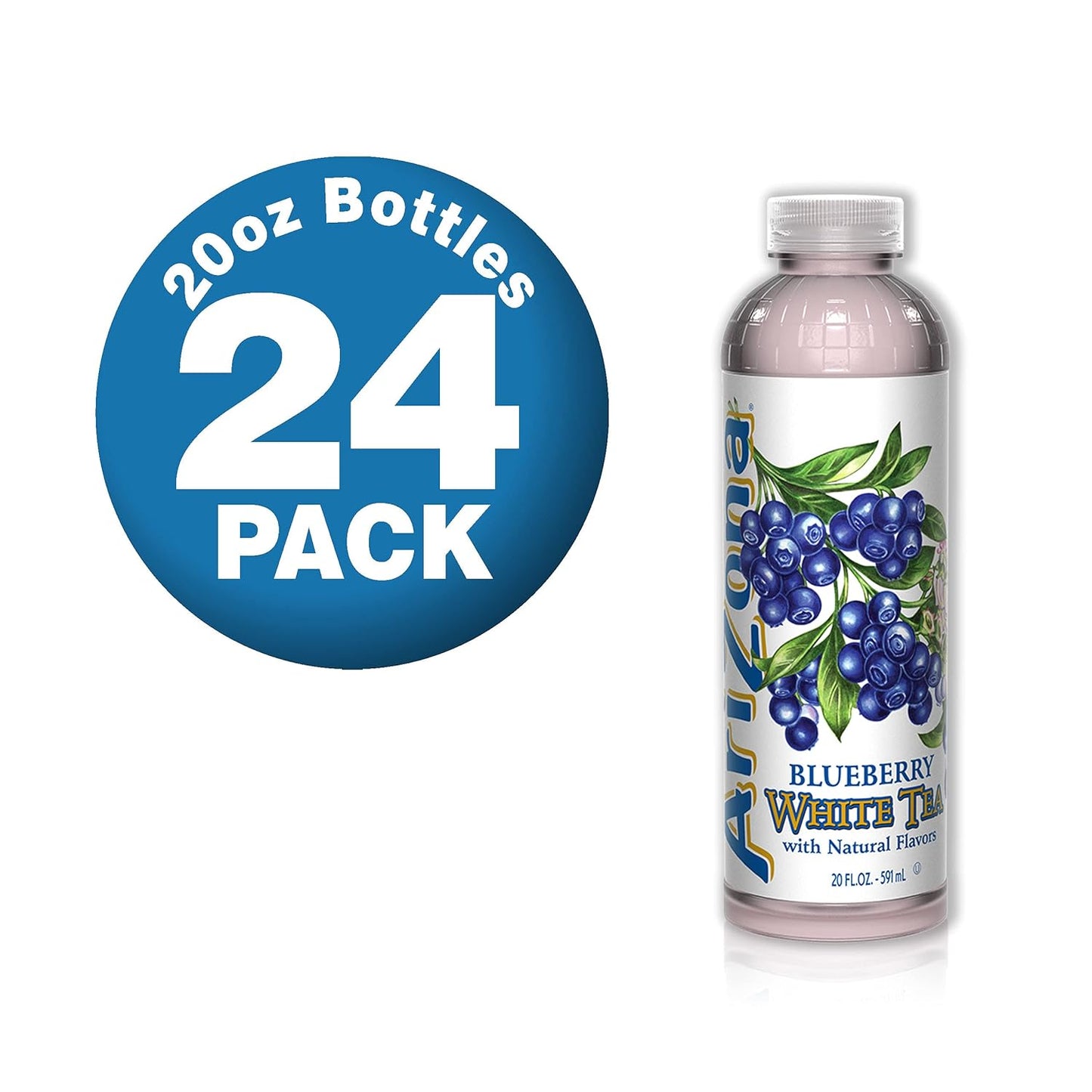 ARIZONA BLUEBERRY WHITE TEA – 20 FL OZ BOTTLES – PACK OF 24