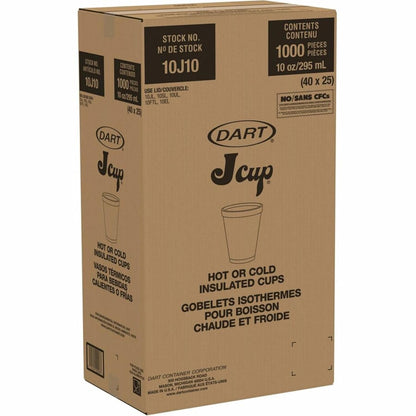 DART 10J10 FOAM DRINK CUPS, 10 OZ, WHITE 1000 COUNT