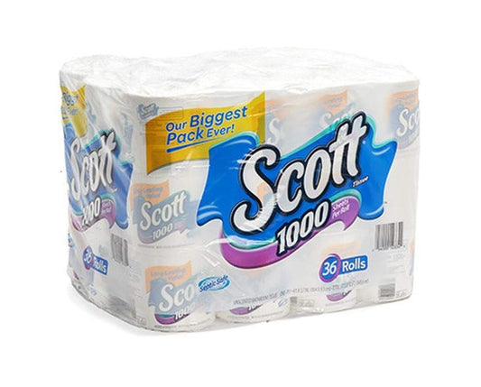 Scott 1000 Sheets Per Roll Toilet Paper, 36 Rolls – Long-Lasting Bath Tissue