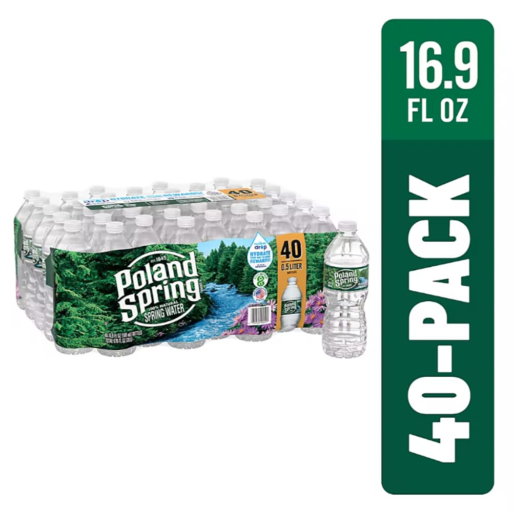 POLAND SPRING 100% NATURAL SPRING WATER, 16.9 FL OZ BOTTLES (PACK OF 40)