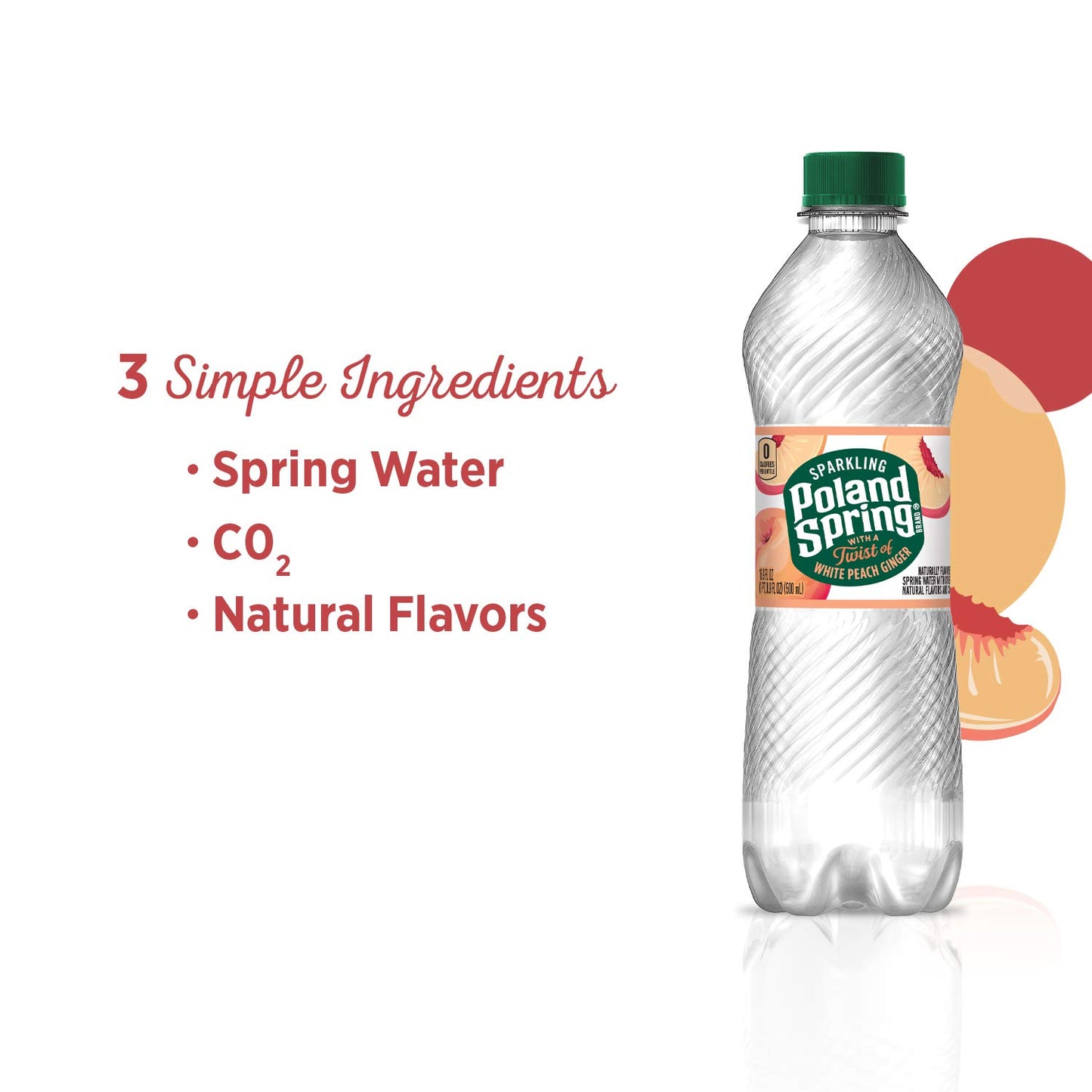 POLAND SPRING SPARKLING WATER, WHITE PEACH GINGER, 16.9 FL OZ BOTTLES (24 PACK)