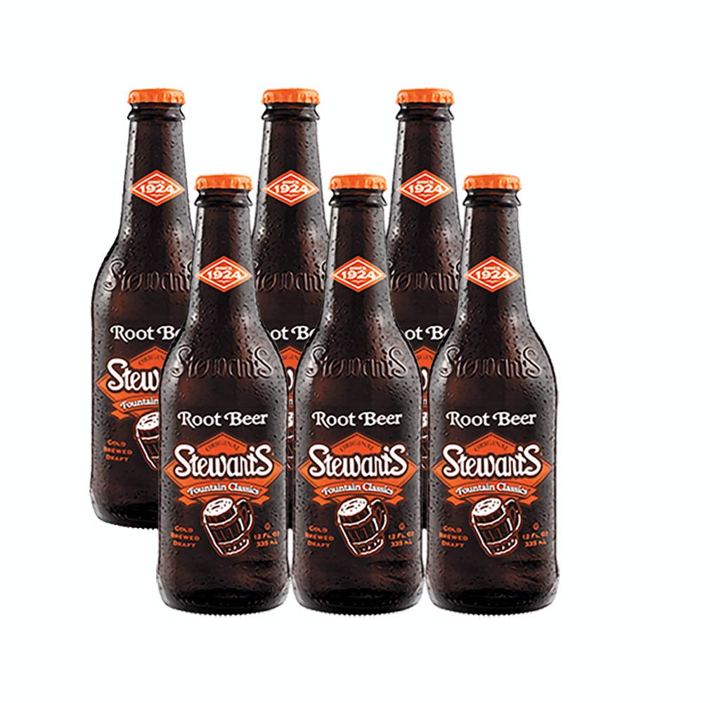 Stewart’s Original Root Beer Soda, 12 fl oz Glass Bottles (Pack of 6)