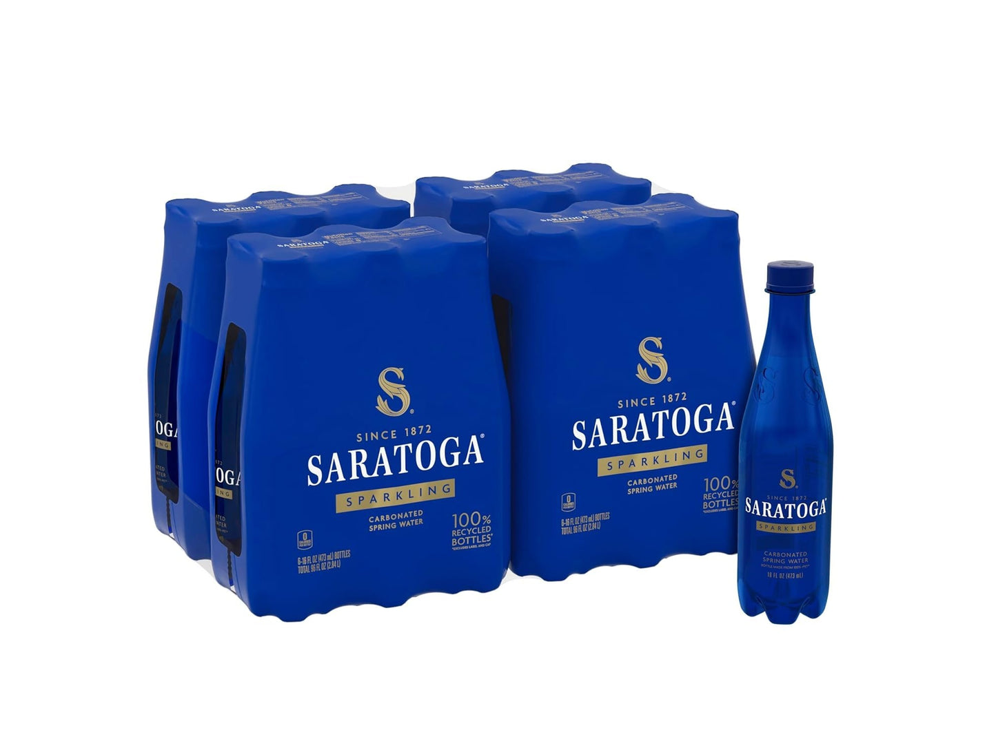 Saratoga Sparkling Spring Water – Crisp Carbonated Spring Water, 16 Fl Oz Bottles – 24 Pack