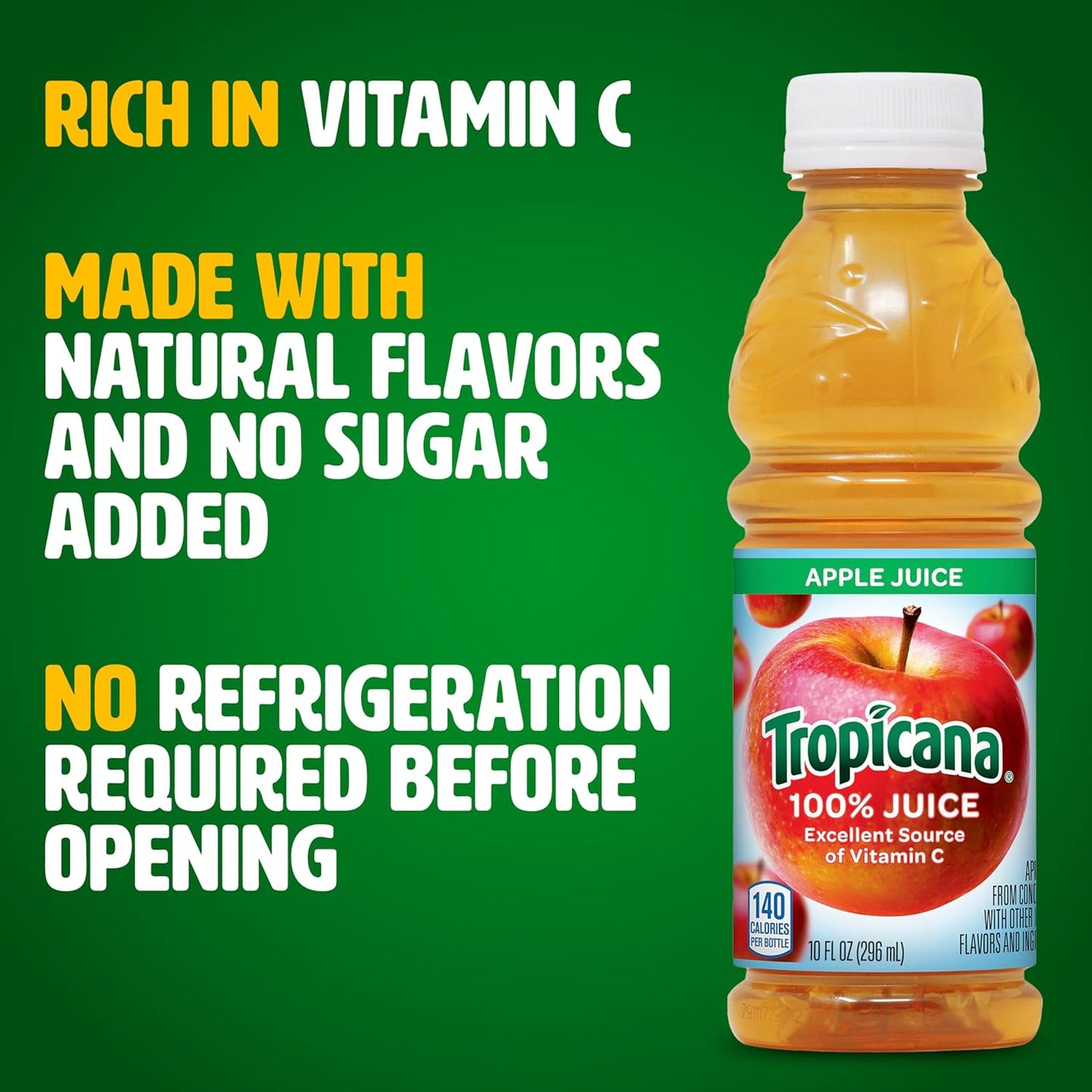 Tropicana 100% Apple Juice – No Added Sugar, 10 Fl Oz Bottles – 24 Pack