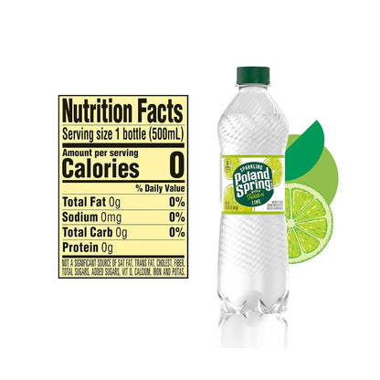 POLAND SPRING SPARKLING WATER, LIME, 0.5 LITER BOTTLES (PACK OF 24)