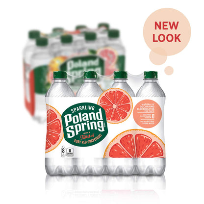 POLAND SPRING SPARKLING WATER, RED RUBY GRAPEFRUIT, 16.9 FL OZ BOTTLES (PACK OF 24)