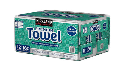 Kirkland Signature Premium Big Roll Paper Towels – Mega Rolls, 160 2-Ply Sheets Per Roll, Strong & Absorbent Household Cleaning Towels