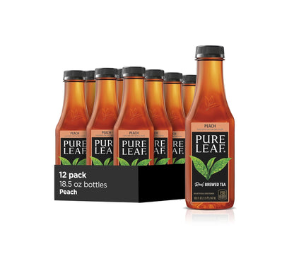 Pure Leaf Peach Iced Tea – Real Brewed Tea, 18.5 Fl Oz Bottles – 12 Pack