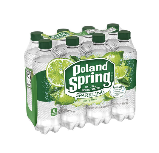 POLAND SPRING SPARKLING WATER, ZESTY LIME, 16.9 OZ BOTTLES (PACK OF 8)
