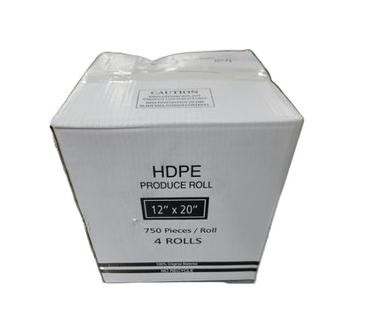 HDPE PRODUCE BAGS FOR FOOD USE, CLEAR, 12 X 20 IN, 3,000 COUNT