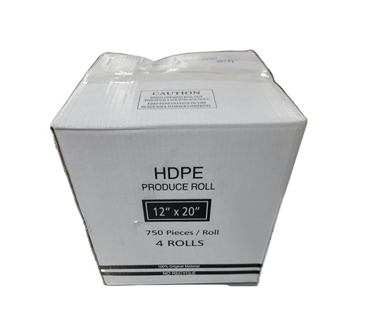 HDPE PRODUCE BAGS FOR FOOD USE, CLEAR, 12 X 20 IN, 3,000 COUNT