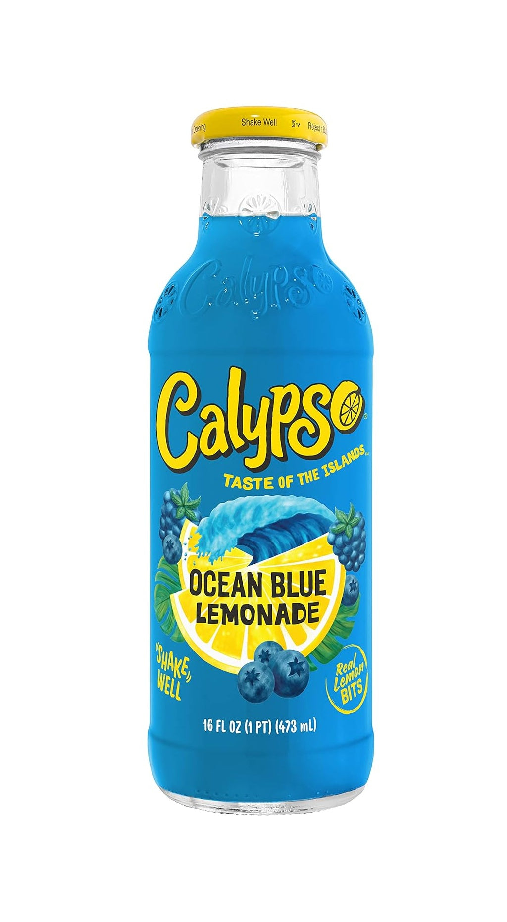 CALYPSO OCEAN BLUE LEMONADE – 16 FL OZ GLASS BOTTLES – PACK OF 12