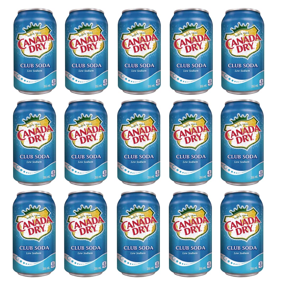 CANADA DRY CLUB SODA SPARKLING SELTZER WATER – 12 FL OZ CANS – PACK OF 15