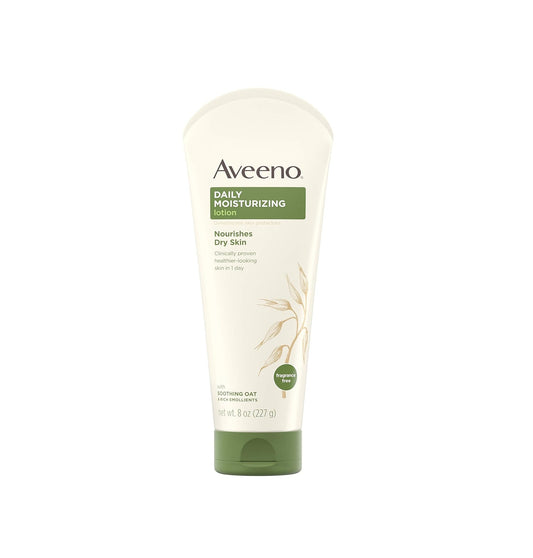 Aveeno Daily Moisturizing Lotion with Natural Colloidal Oatmeal, 8 oz – Nourishing Body Moisturizer for Dry, Sensitive Skin
