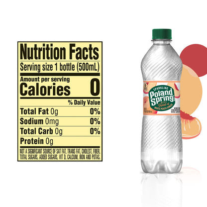 POLAND SPRING SPARKLING WATER, WHITE PEACH GINGER, 16.9 FL OZ BOTTLES (24 PACK)