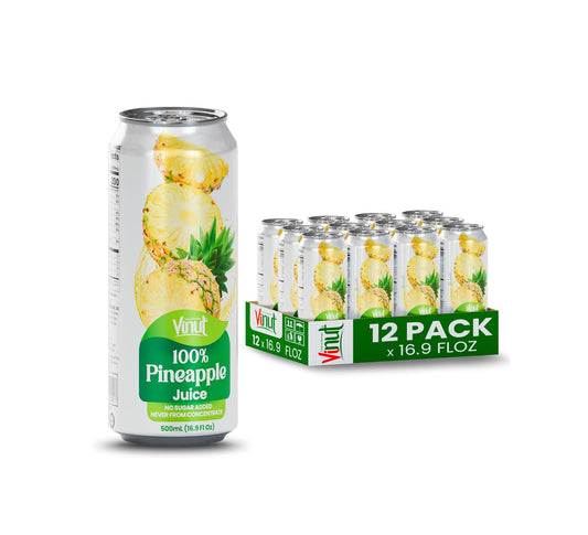 Vinut 100% Pure Pineapple Juice – No Added Sugar, 16.9 Fl Oz Bottles – 12 Pack