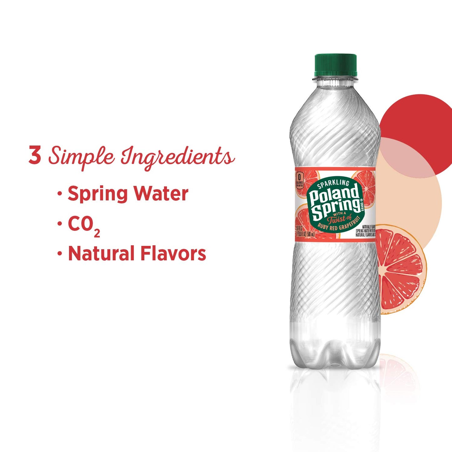 POLAND SPRING SPARKLING WATER, RED RUBY GRAPEFRUIT, 16.9 FL OZ BOTTLES (PACK OF 24)