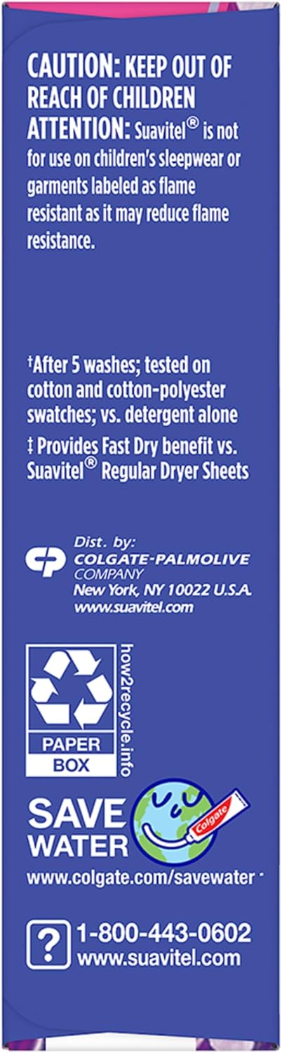 Suavitel Complete Dryer Sheets, Lavender Scent, Fabric Softener Sheets, 18 Count