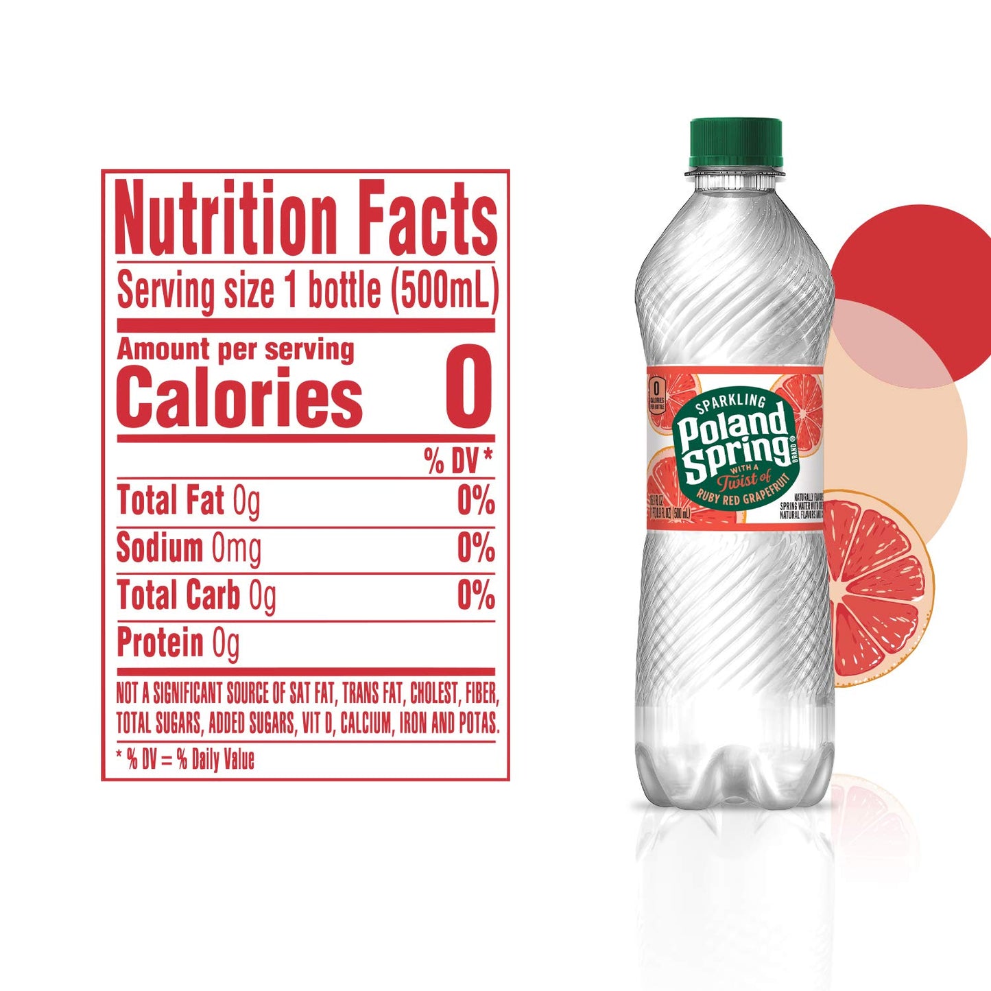 POLAND SPRING SPARKLING WATER, RED RUBY GRAPEFRUIT, 16.9 FL OZ BOTTLES (PACK OF 24)