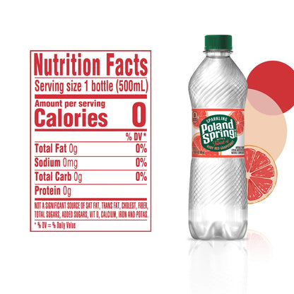 POLAND SPRING SPARKLING WATER, RED RUBY GRAPEFRUIT, 16.9 FL OZ BOTTLES (PACK OF 24)