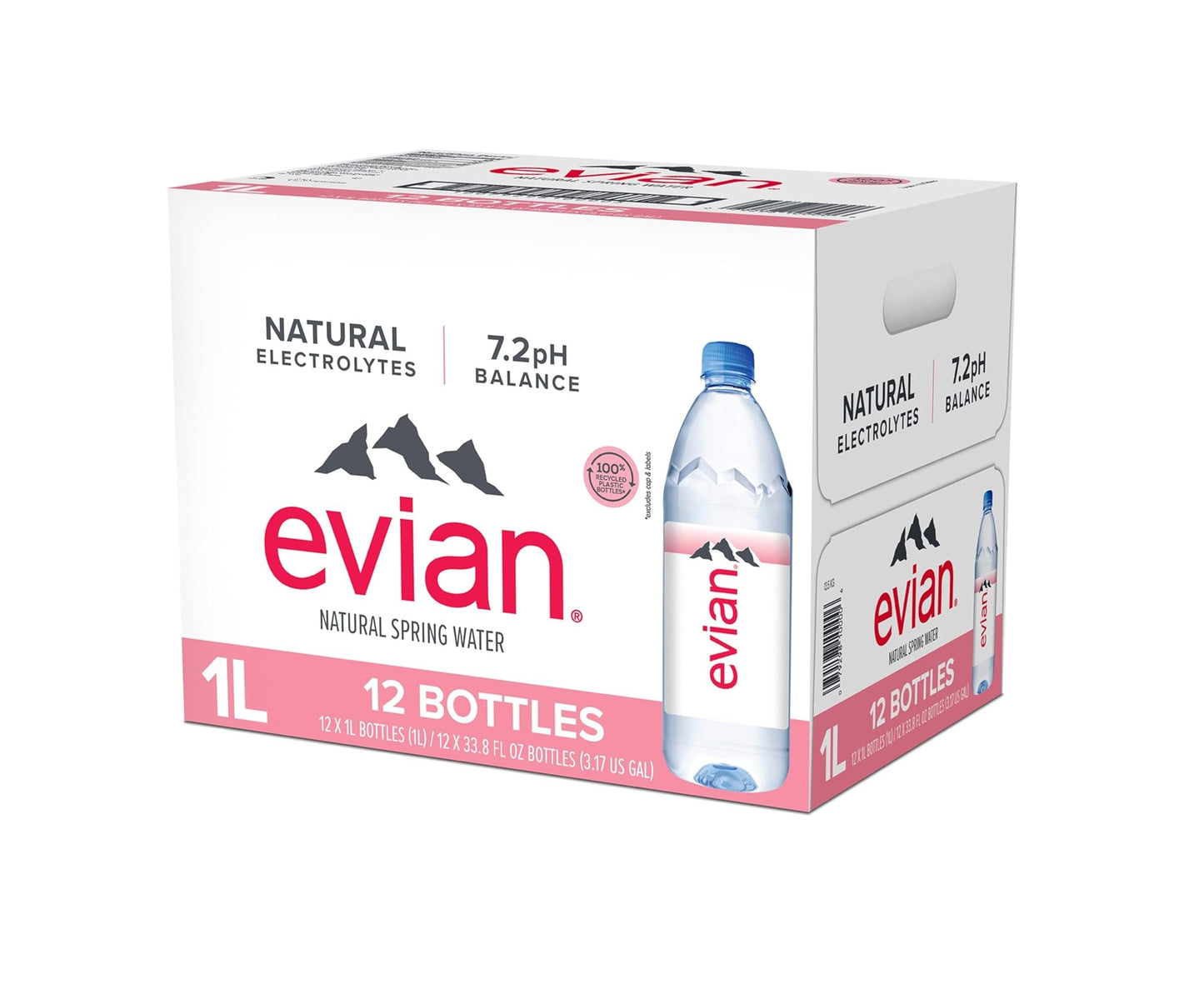 EVIAN NATURAL SPRING WATER, 1 LITER BOTTLES (12 COUNT)