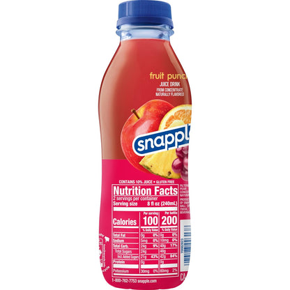 Snapple Fruit Punch Drink – Real Juice Blend, 16 Fl Oz Bottles – 12 Pack