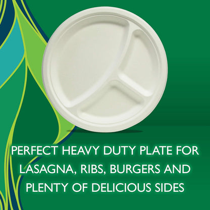 HEFTY ECOSAVE COMPARTMENT PAPER PLATES, PLANT-BASED, 10 1/8 IN (16 COUNT, 4 PACK)