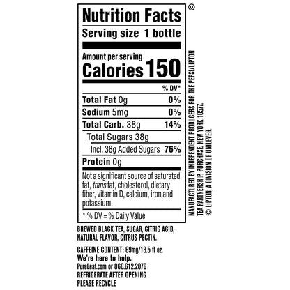 Pure Leaf Peach Iced Tea – Real Brewed Tea, 18.5 Fl Oz Bottles – 12 Pack