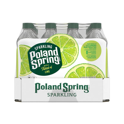 POLAND SPRING SPARKLING WATER, LIME, 0.5 LITER BOTTLES (PACK OF 24)