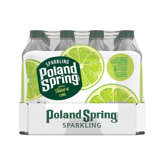 POLAND SPRING SPARKLING WATER, LIME, 0.5 LITER BOTTLES (PACK OF 24)