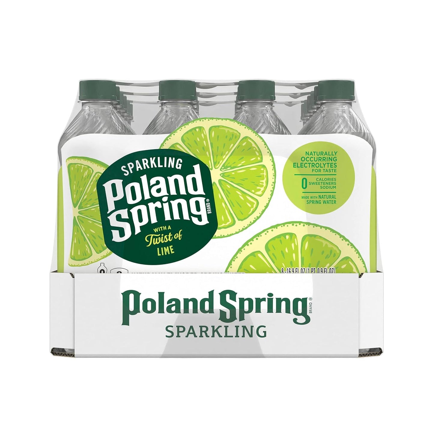 POLAND SPRING SPARKLING WATER, LIME, 0.5 LITER BOTTLES (PACK OF 24)