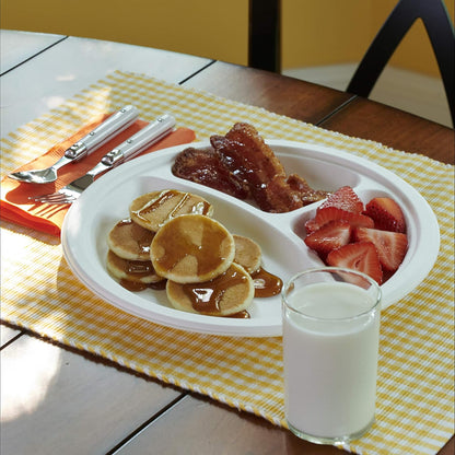 HEFTY ECOSAVE COMPARTMENT PAPER PLATES, PLANT-BASED, 10 1/8 IN (16 COUNT, 4 PACK)