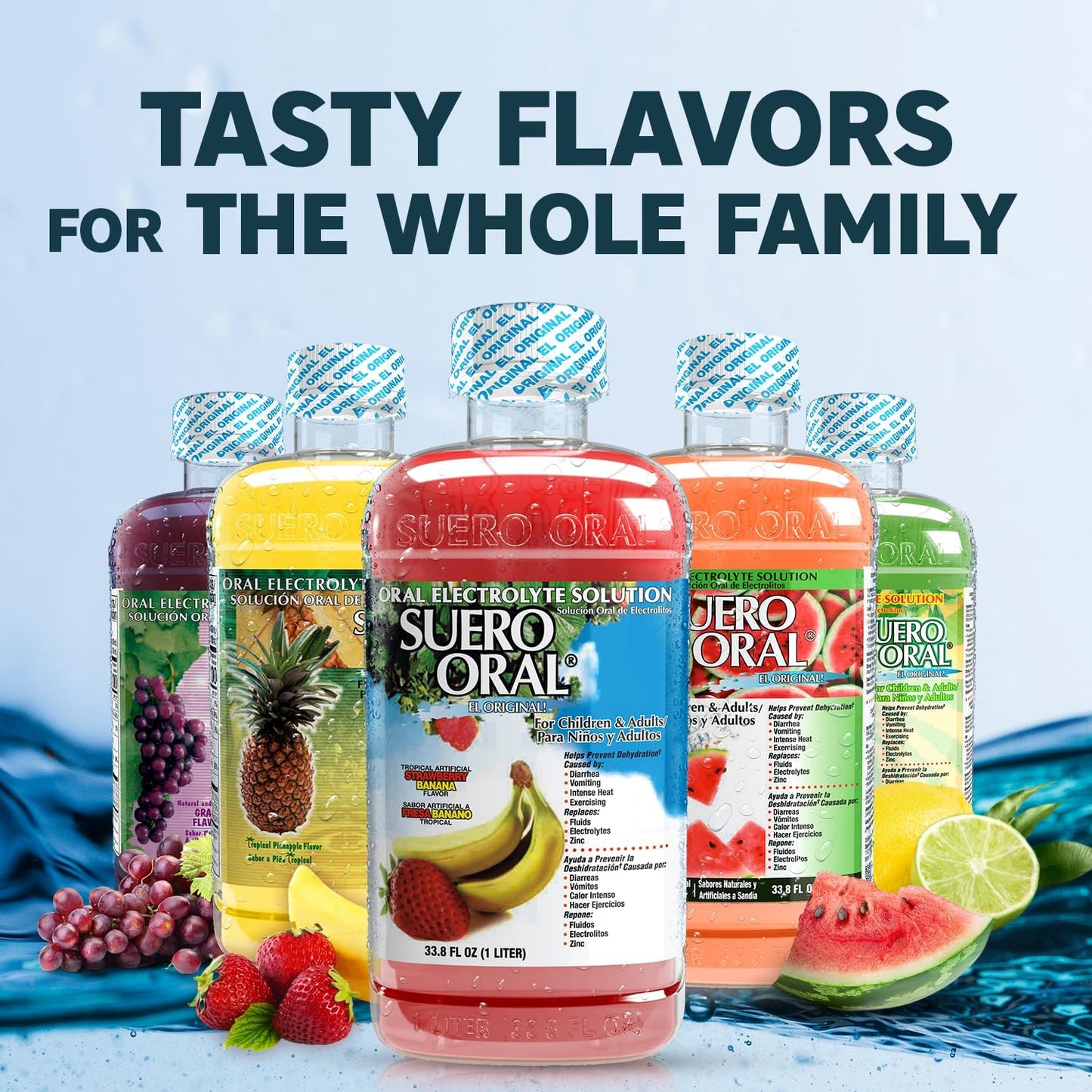 ELECTROLYTE SOLUTION DRINK, STRAWBERRY BANANA FLAVOR, 1 LITER BOTTLES (4 COUNT)