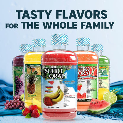 ELECTROLYTE SOLUTION DRINK, STRAWBERRY BANANA FLAVOR, 1 LITER BOTTLES (4 COUNT)