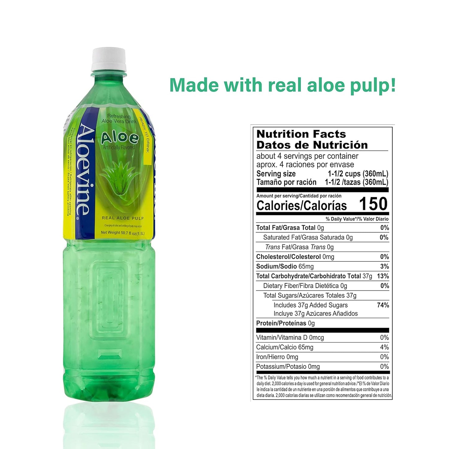 ALOEVINE ALOE VERA DRINK – ORIGINAL – 50.7 FL OZ BOTTLES – PACK OF 6